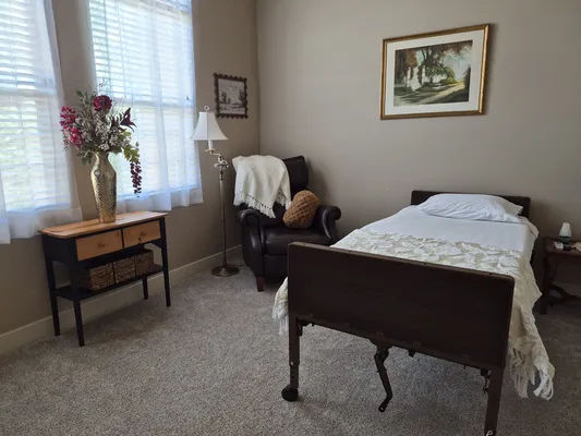 A warm, private room at Marti's Place with comfortable furnishings